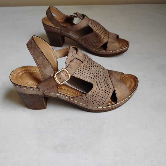 Spring Step Sandals 40 Jeneva Slingback Heeled Metallic‎ Boho Beach Travel New - Picture 1 of 15